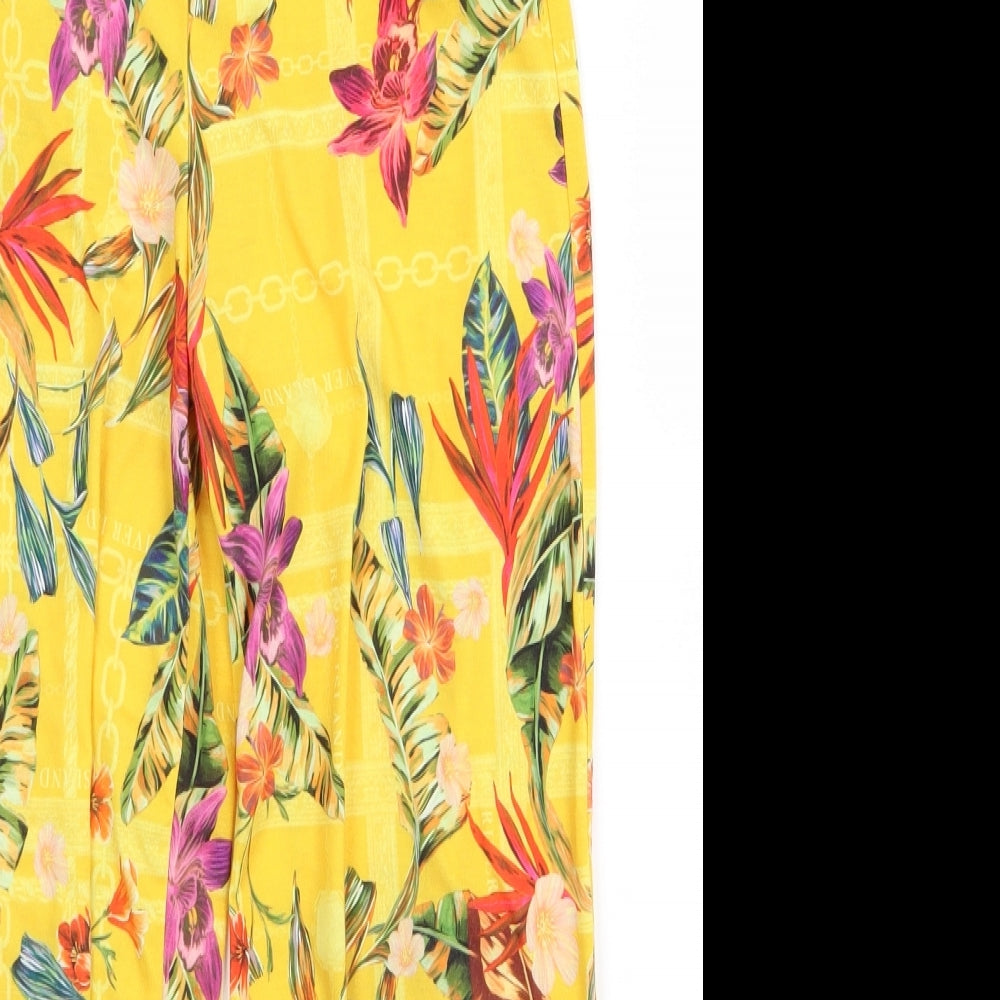 Primark Girls Yellow Floral  Top Pyjama Pants Size 8 Years