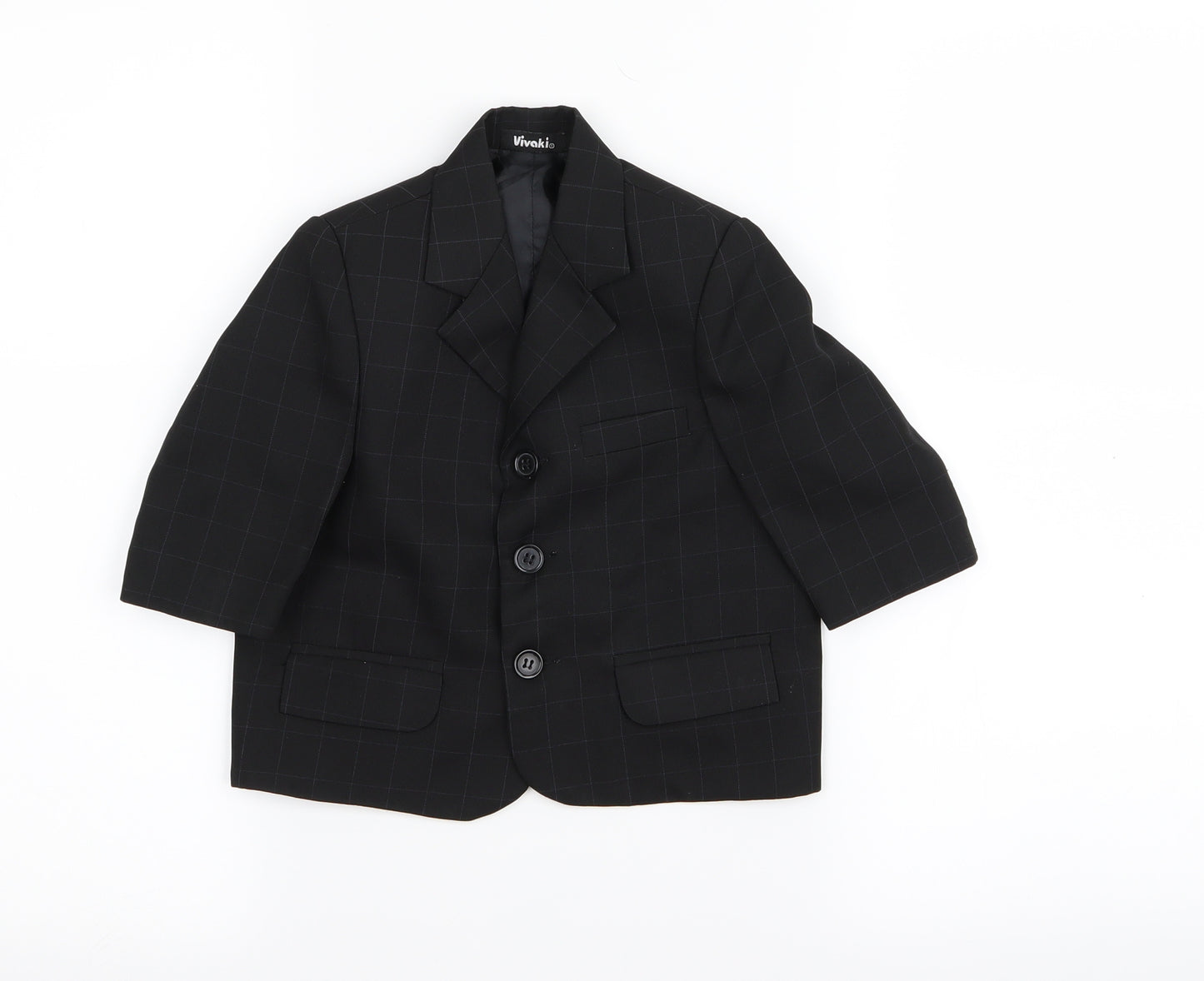 vivali Baby Black Check  Basic Coat Coat Size 9-12 Months