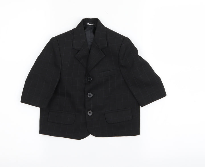 vivali Baby Black Check  Basic Coat Coat Size 9-12 Months
