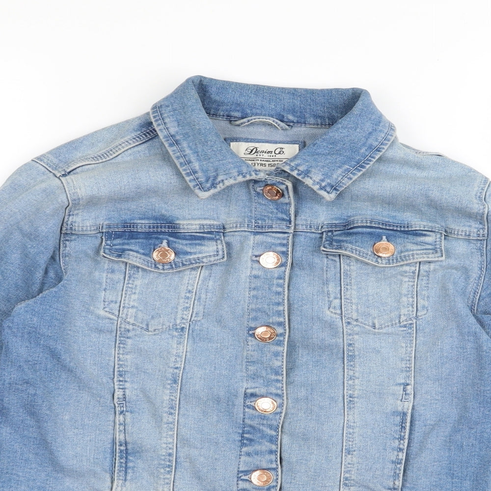 Primark Girls Blue  Denim Biker Jacket Size 10-11 Years