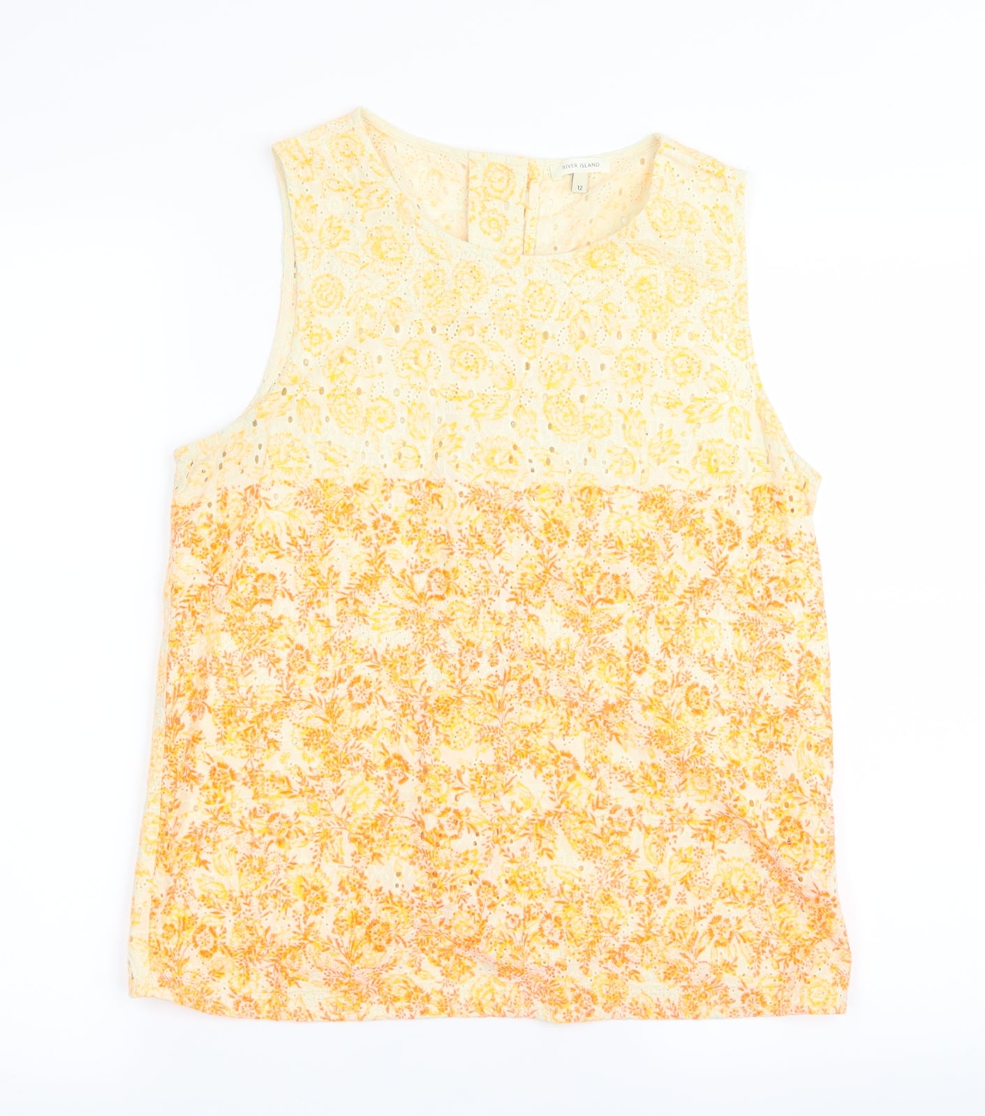 River Island Womens Yellow Floral  Vest Jumper Size 12