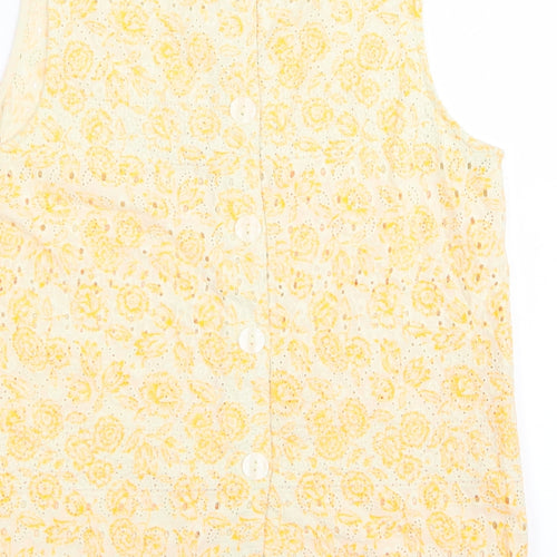 River Island Womens Yellow Floral  Vest Jumper Size 12