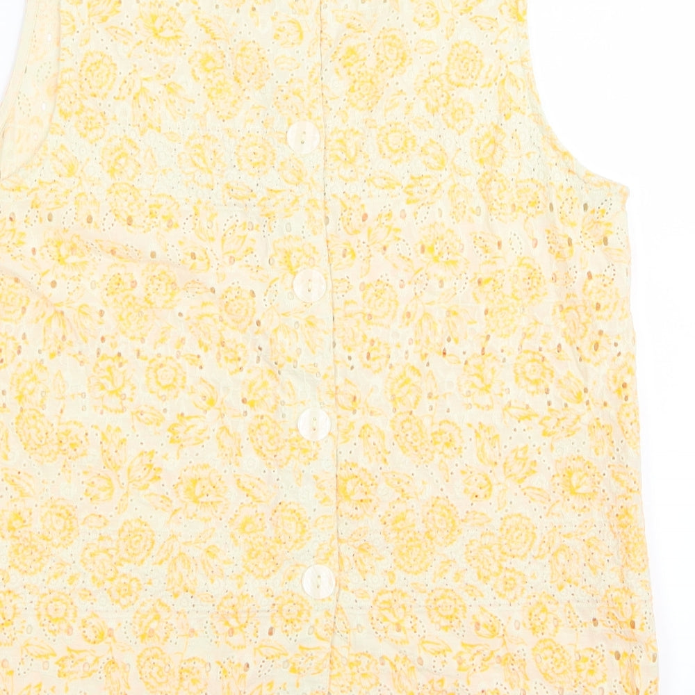River Island Womens Yellow Floral  Vest Jumper Size 12