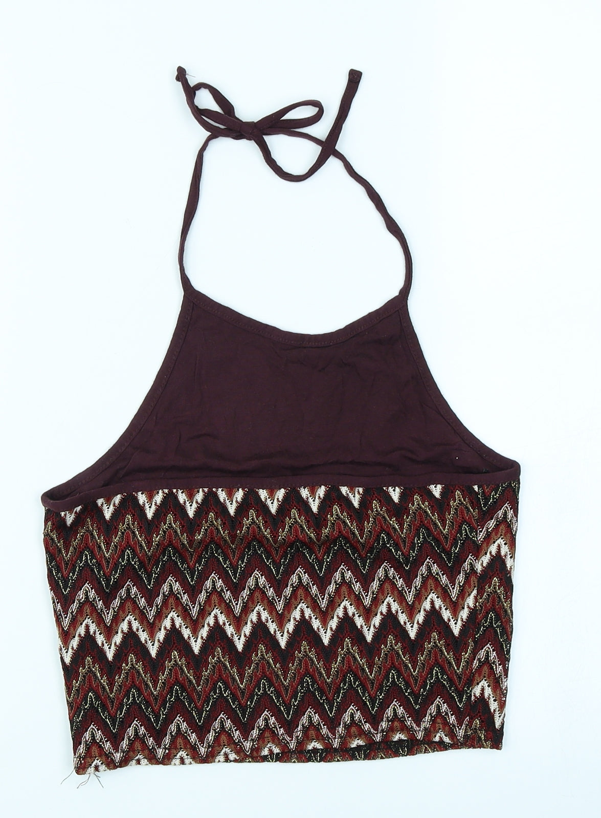 New Look Womens Purple Striped  Basic T-Shirt Size 8