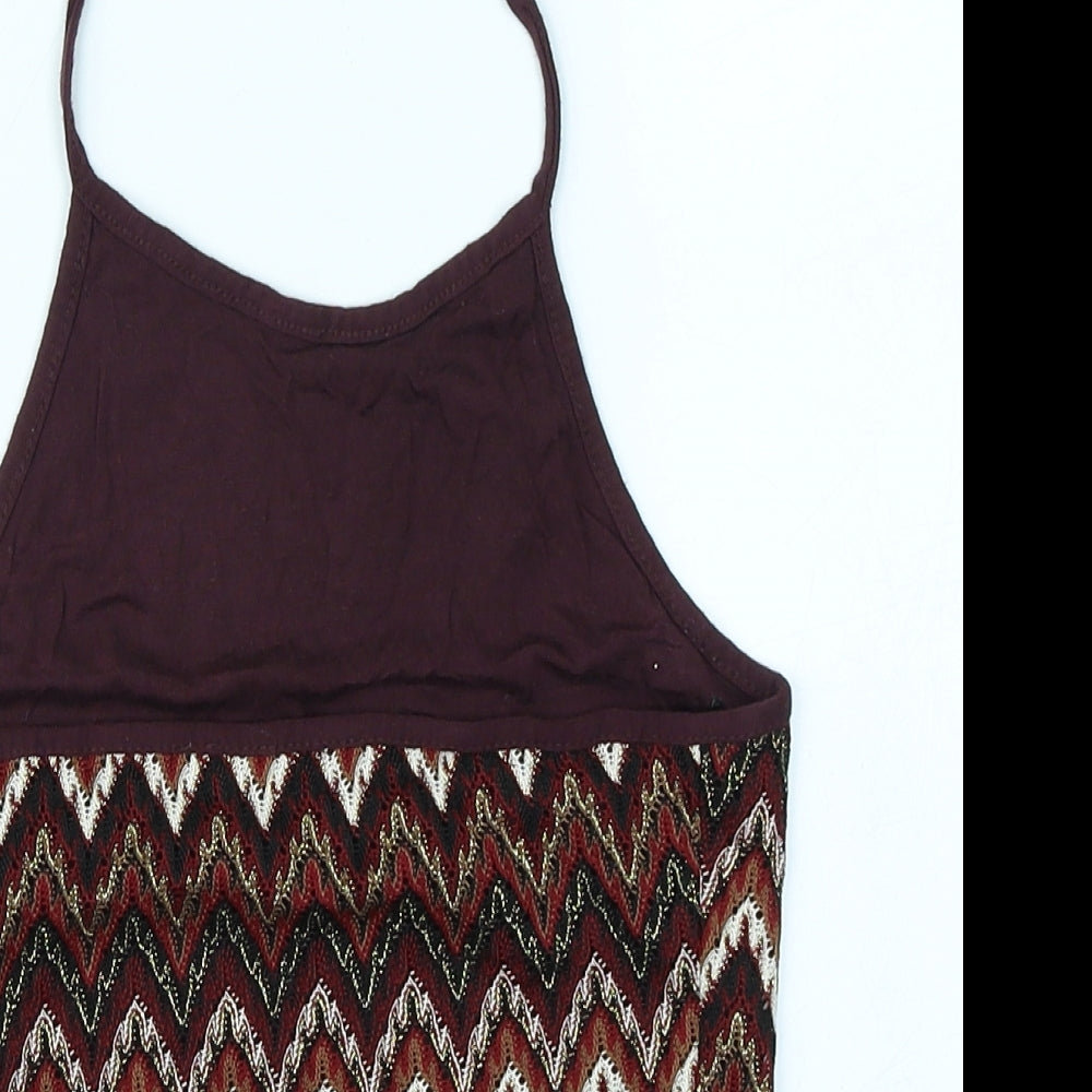 New Look Womens Purple Striped  Basic T-Shirt Size 8