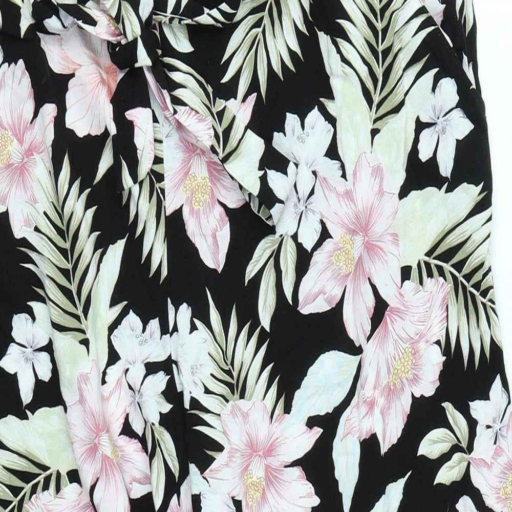 New Look Womens Black Floral  Capri Trousers Size 14