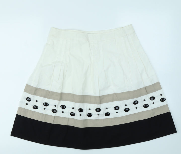 DKNYC Womens White Striped Flare Skirt Size 30 in