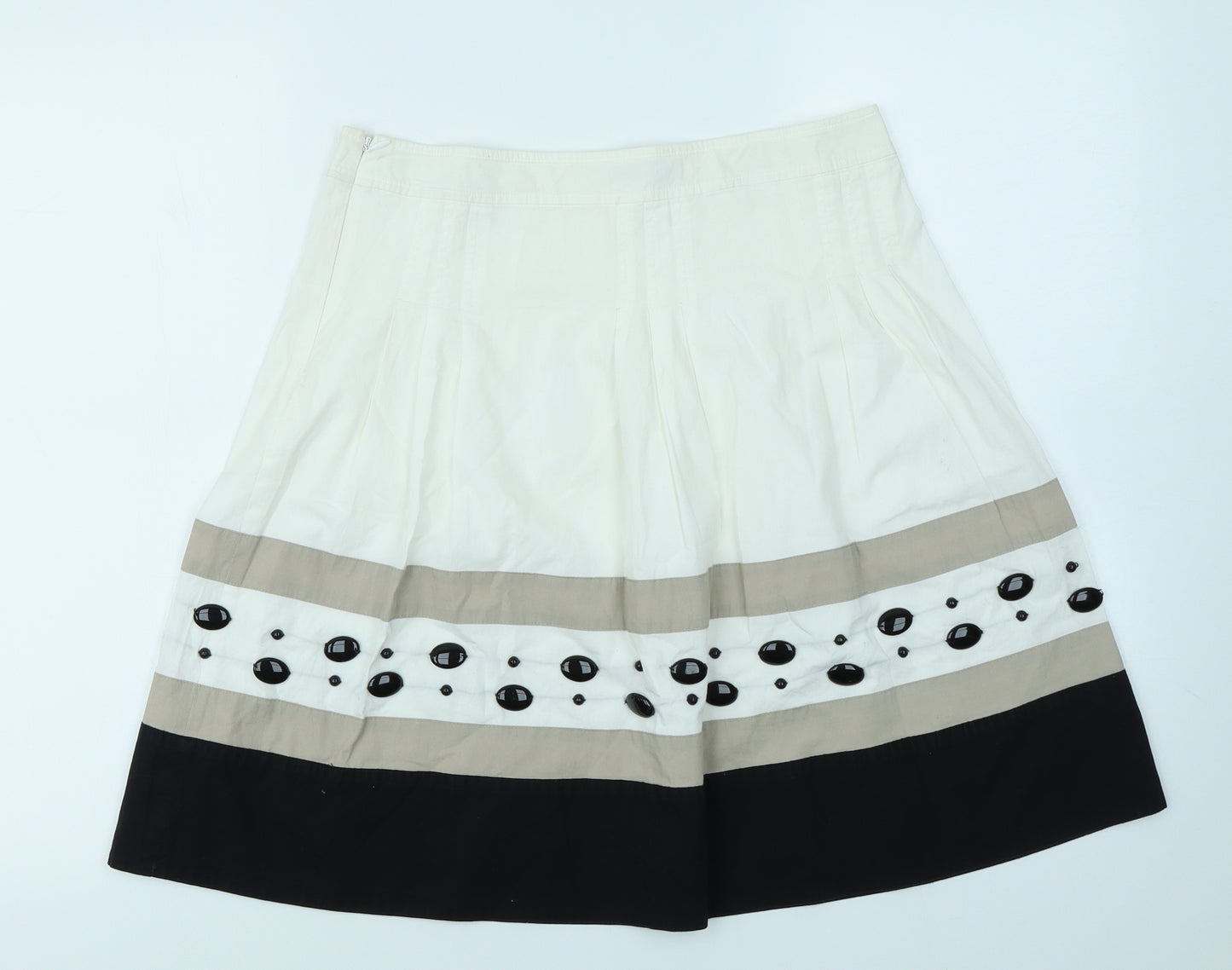 DKNYC Womens White Striped  Flare Skirt Size 30 in