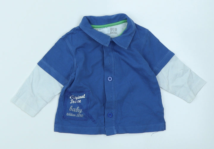 Cherokee Boys Blue Basic Button-Up Size 3-6 Months