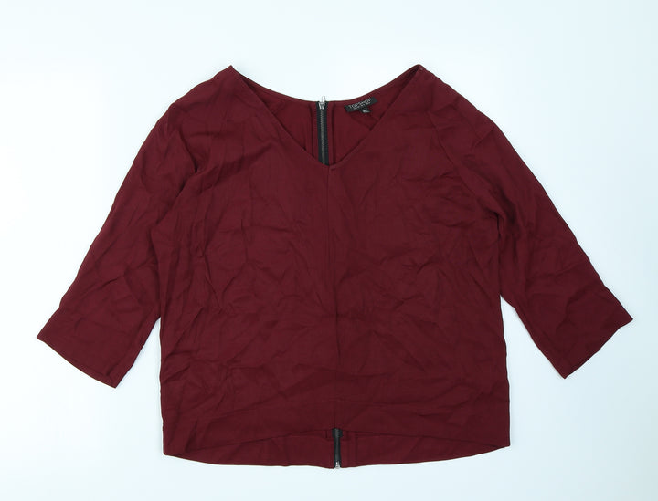 Topshop Womens Red Basic Blouse Size 8