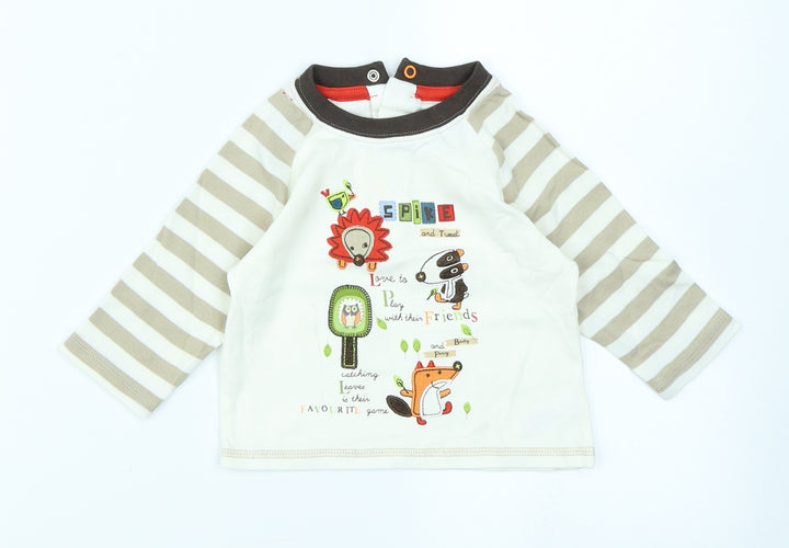 George Baby Beige Basic T-Shirt Size 3-6 Months