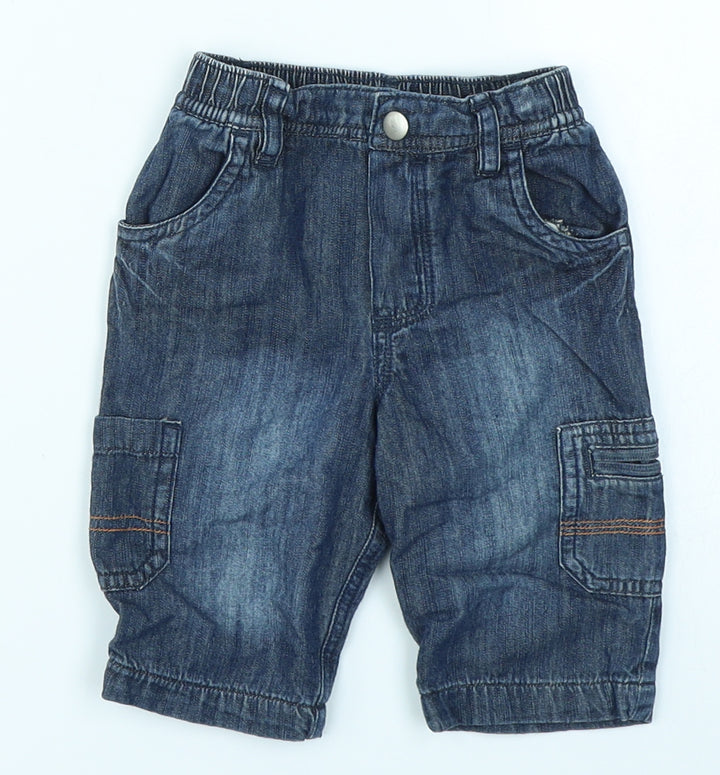 Cherokee Baby Blue Denim Cargo Jeans Size 0-3 Months
