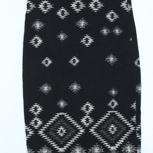 Topshop Womens Black Geometric  Straight & Pencil Skirt Size 10