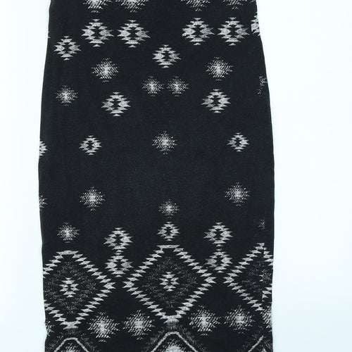 Topshop Womens Black Geometric  Straight & Pencil Skirt Size 10