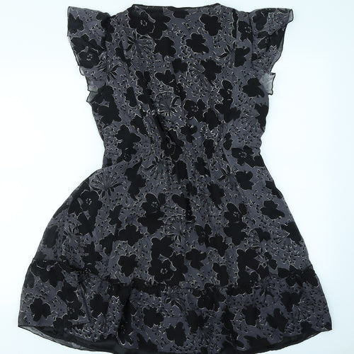 New Look Womens Grey Floral  Skater Dress  Size 14