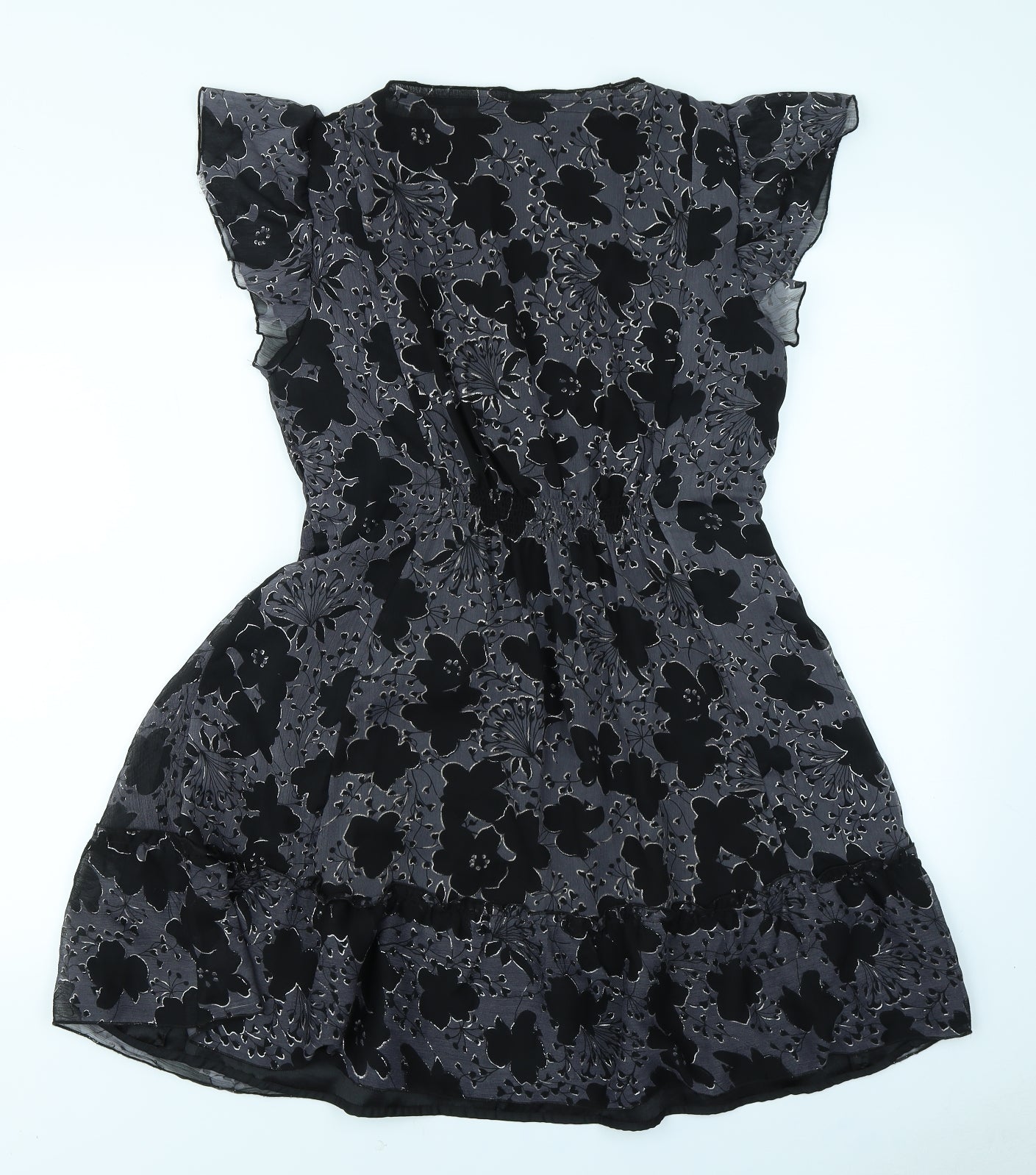 New Look Womens Grey Floral  Skater Dress  Size 14