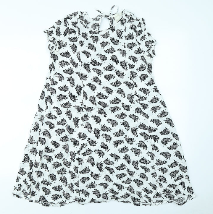 H&M Womens White Floral A-Line Size 8