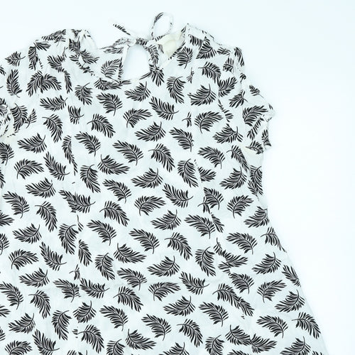 H&M Womens White Floral  A-Line  Size 8