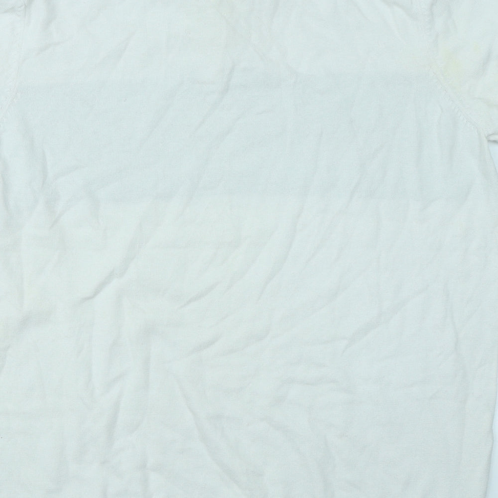 New Look Mens White Colourblock Knit  Polo Size XL
