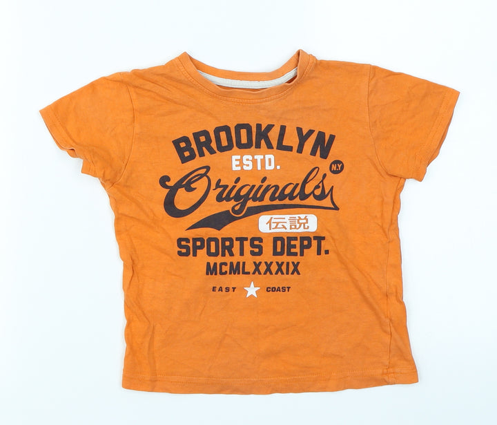 Primark Boys Orange Basic T-Shirt Size 2-3 Years