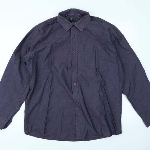 John Miller Mens Blue    Dress Shirt Size M