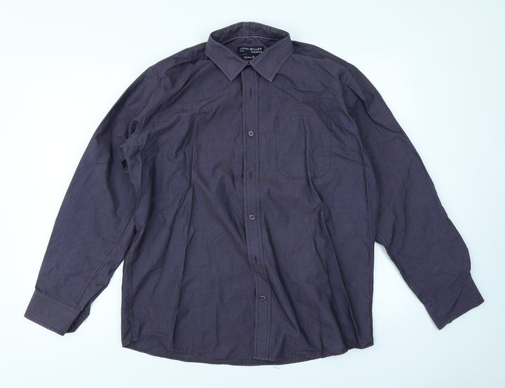 John Miller Mens Blue Dress Shirt Size M