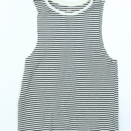 H&M Girls Black Striped  Basic Tank Size 7-8 Years