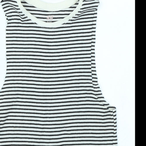 H&M Girls Black Striped  Basic Tank Size 7-8 Years