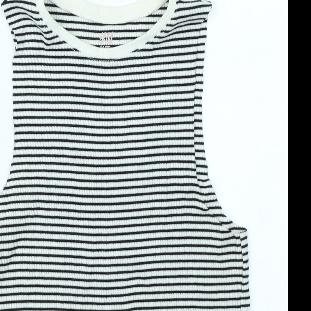 H&M Girls Black Striped  Basic Tank Size 7-8 Years
