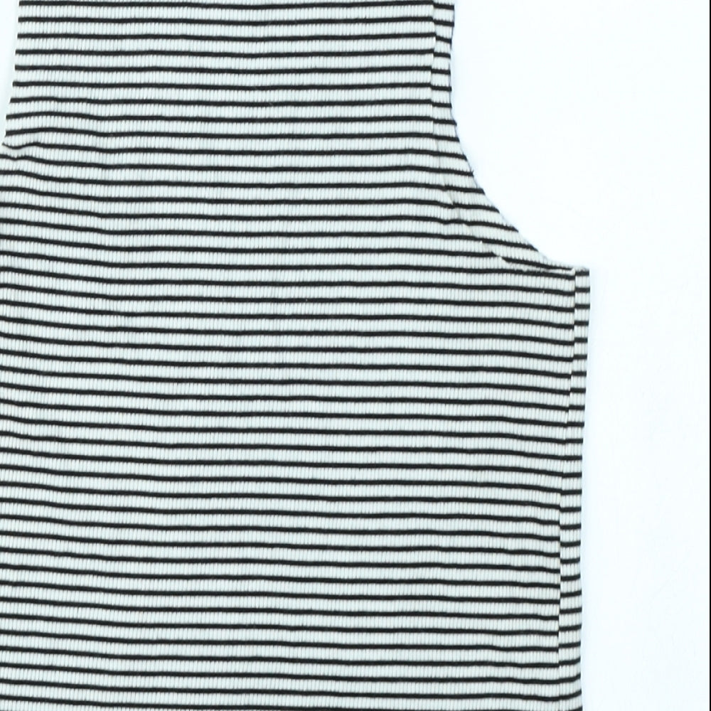 H&M Girls Black Striped  Basic Tank Size 7-8 Years