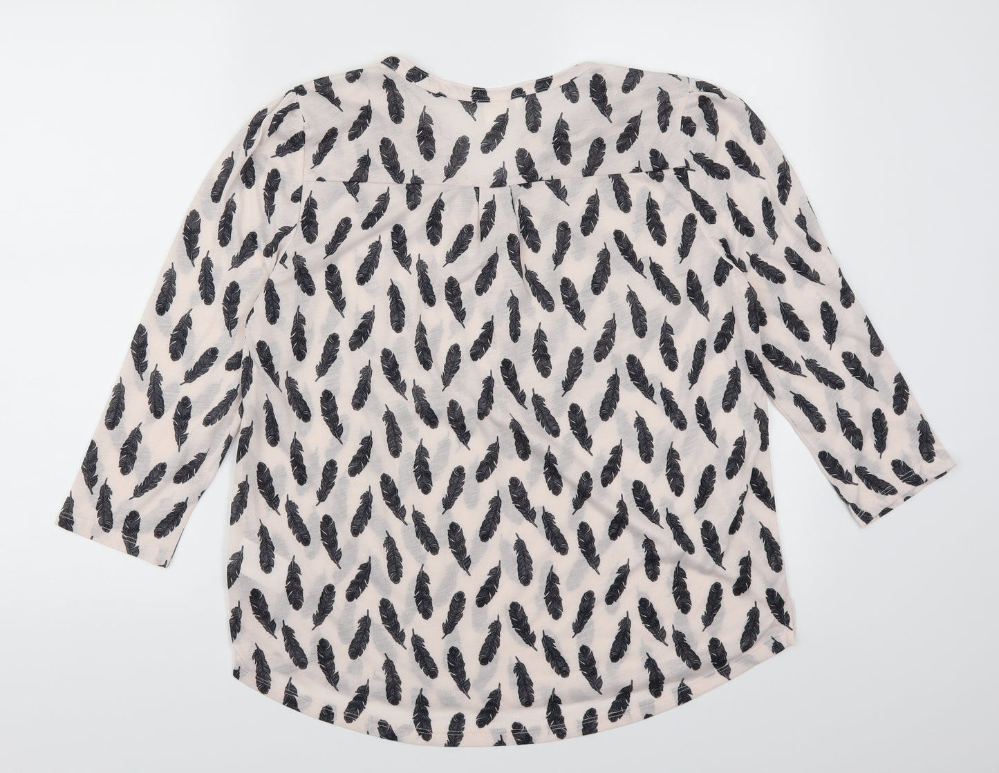 H&M Womens Pink   Basic Blouse Size M  - Feather Print
