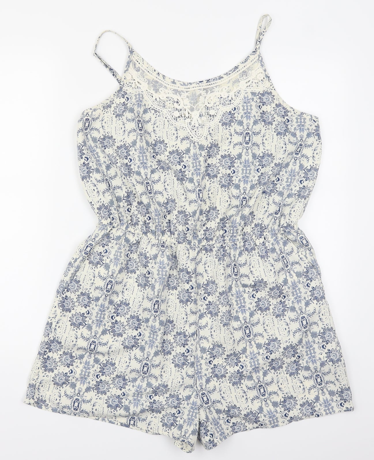 Atmosphere Womens Beige Geometric  Playsuit One-Piece Size 12 L3 in - Blue