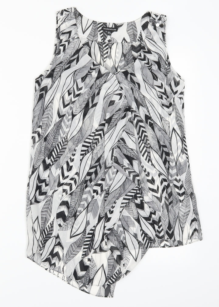 Warehouse Womens Grey Geometric Basic Tank Size 6