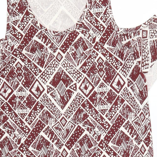Boohoo Womens Red Geometric  T-Shirt Dress  Size 8