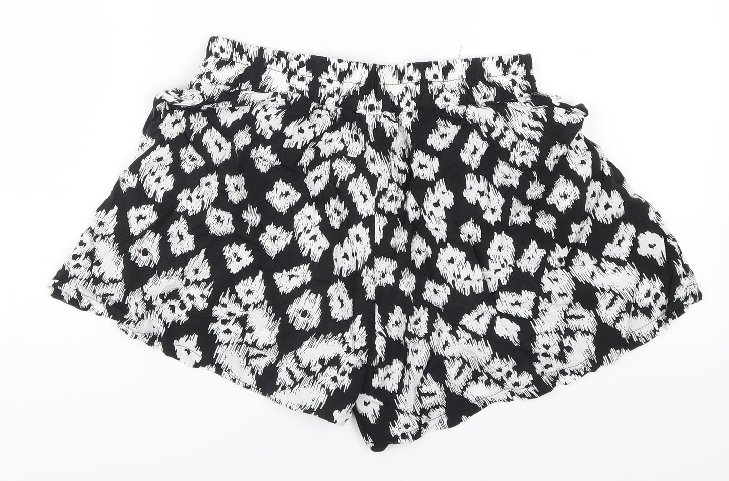 Vero Womens Black Animal Print  Paperbag Shorts Size S