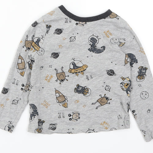 George Boys Grey   Basic T-Shirt Size 3-4 Years  - Dinosaurs and Aliens