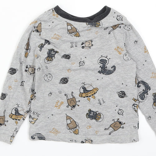George Boys Grey   Basic T-Shirt Size 3-4 Years  - Dinosaurs and Aliens