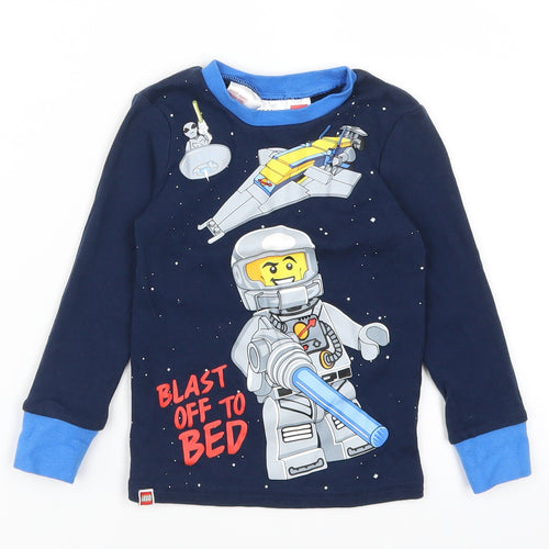 H&M Boys Blue Solid   Pyjama Top Size 3-4 Years  - Blast Off to Bed Lego