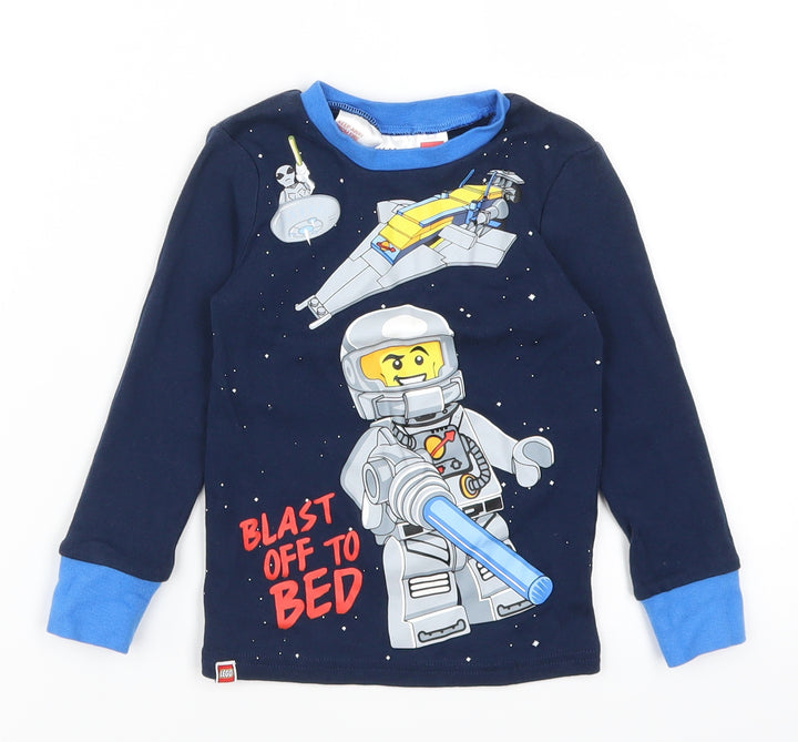 H&M Boys Blue Solid   Pyjama Top Size 3-4 Years  - Blast Off to Bed Lego