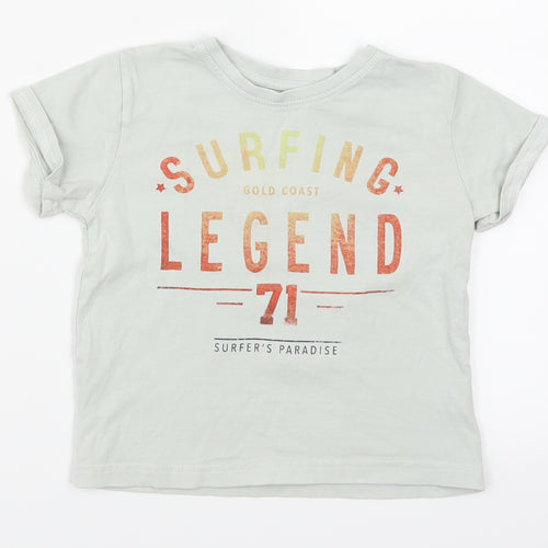 Primark Boys Green   Basic T-Shirt Size 3-4 Years  - Surfing Legend