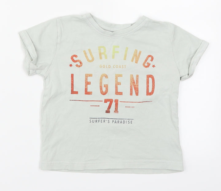 Primark Boys Green Basic T-Shirt Size 3-4 Years - Surfing Legend