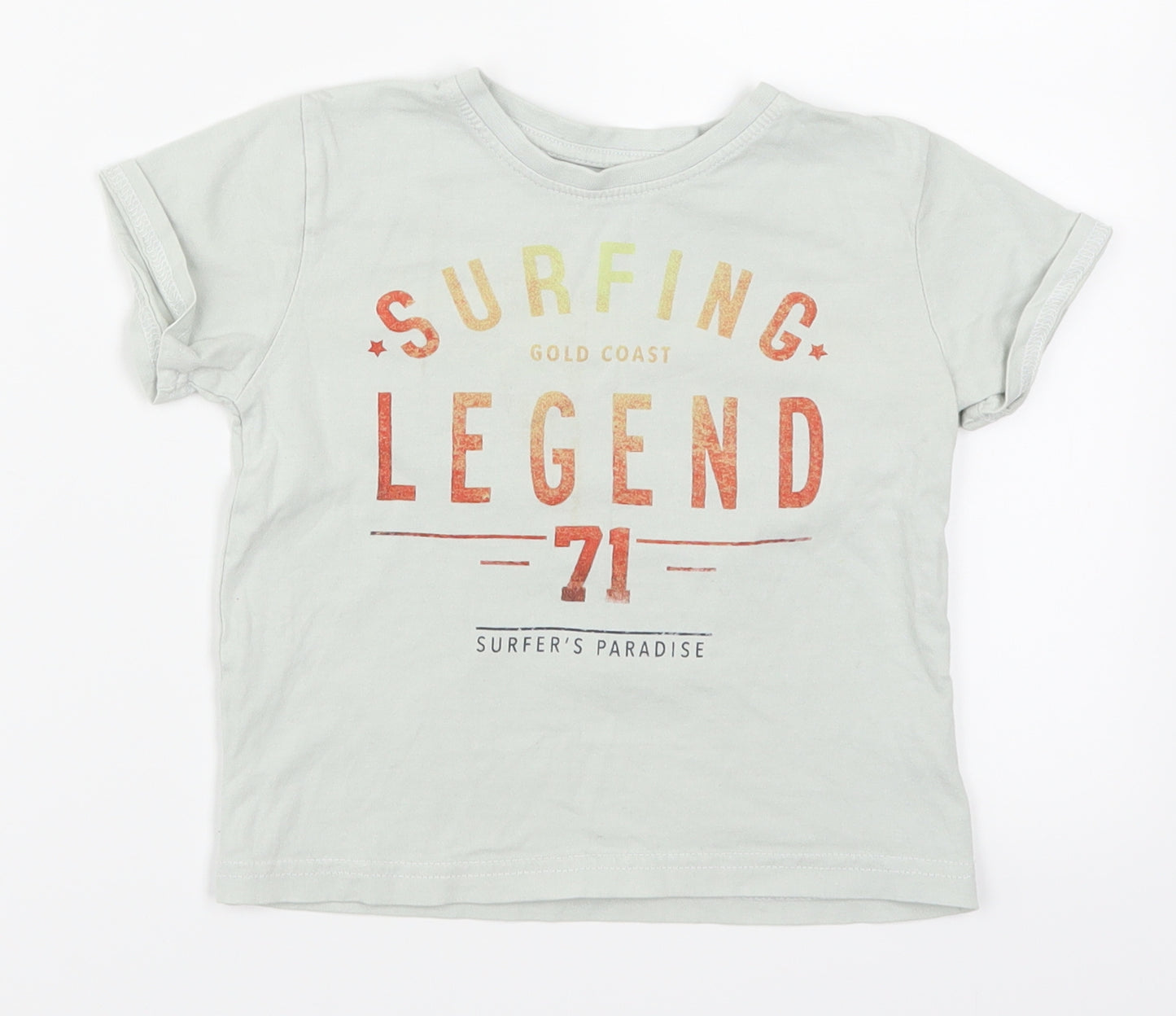 Primark Boys Green   Basic T-Shirt Size 3-4 Years  - Surfing Legend