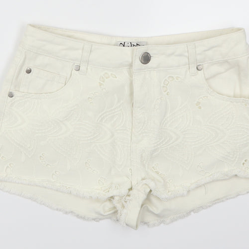 Miss Selfridge Womens White  Denim Hot Pants Shorts Size 12