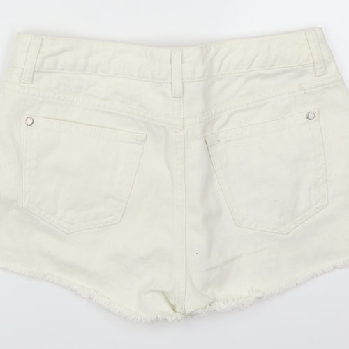 Miss Selfridge Womens White  Denim Hot Pants Shorts Size 12