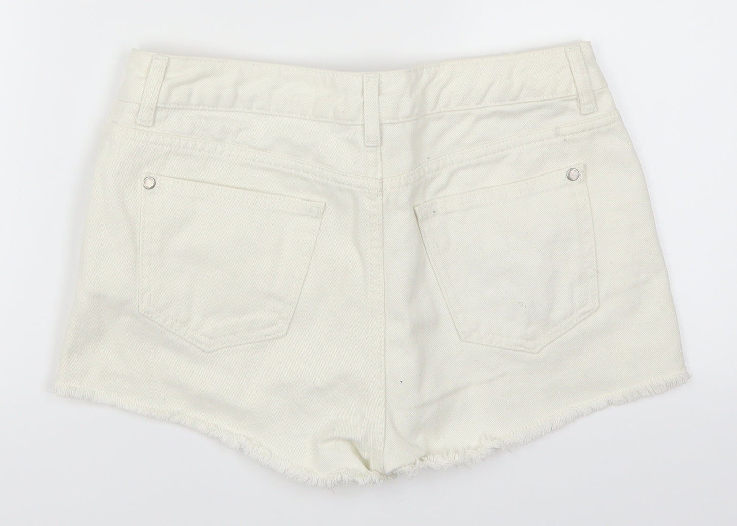 Miss Selfridge Womens White  Denim Hot Pants Shorts Size 12