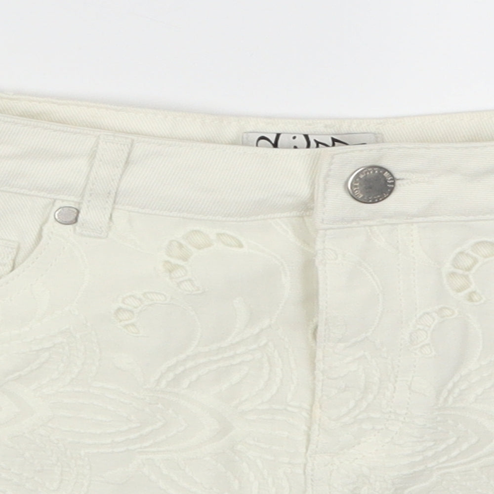 Miss Selfridge Womens White  Denim Hot Pants Shorts Size 12