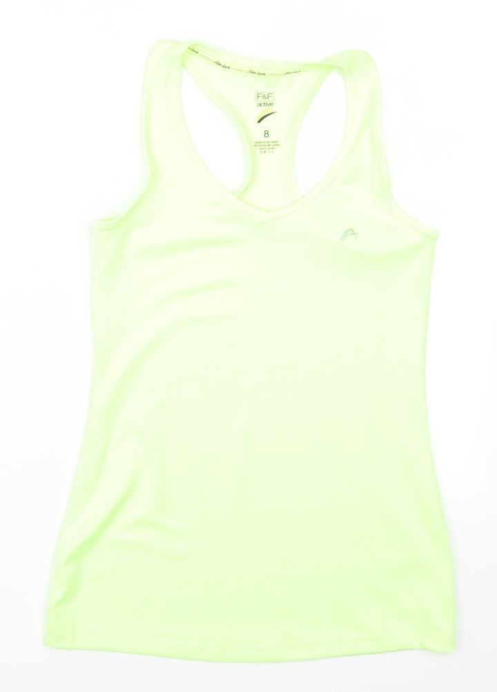 F&F Womens Yellow   Basic Tank Size 8  - Racerback