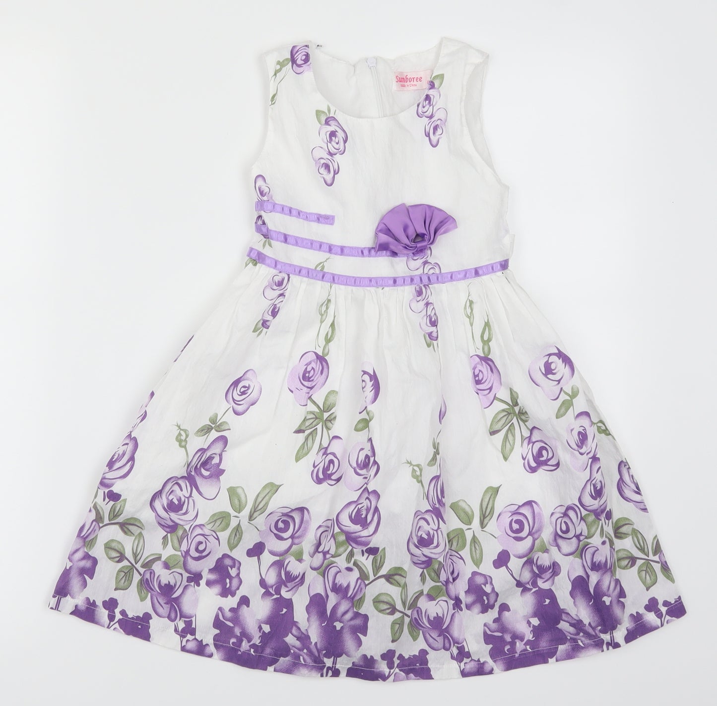 Sunboree Girls Purple Floral  A-Line  Size 4-5 Years