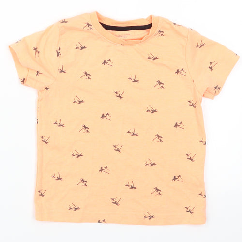 Primark Boys Orange   Basic T-Shirt Size 3-4 Years  - Palm Trees