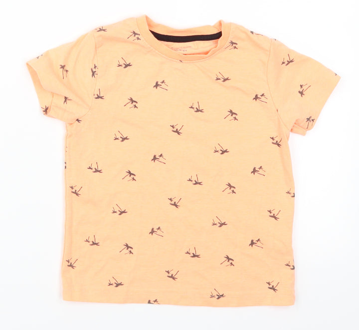 Primark Boys Orange Basic T-Shirt Size 3-4 Years - Palm Trees